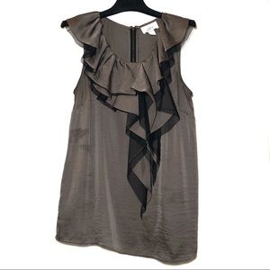 Ann Taylor Loft gray and black ruffle tank top